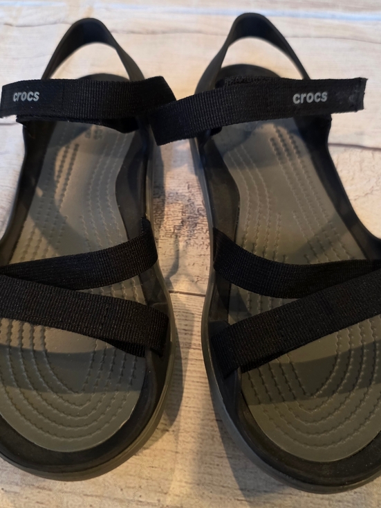 CROCS Shoes - Crocs Swiftwater Webbing Sandals Women’s Size 7 Black Adjustable Straps Active
